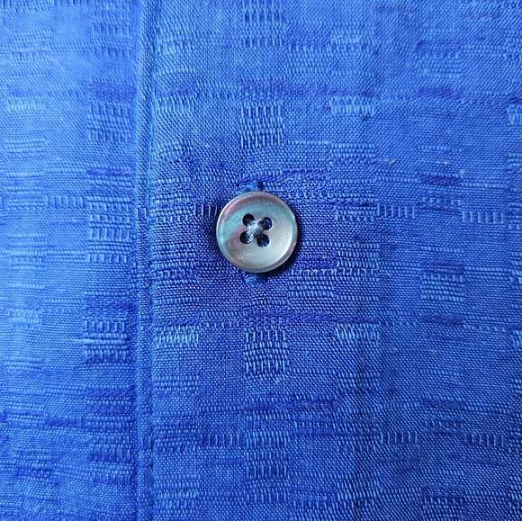 Tasso Elba Island Shirt Mens XLarge Silk Linen Blue Short Sleeve Button Up - Picture 4 of 6